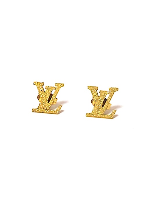 Jewelry - Gold "Matte Sparkle" LV Earrings